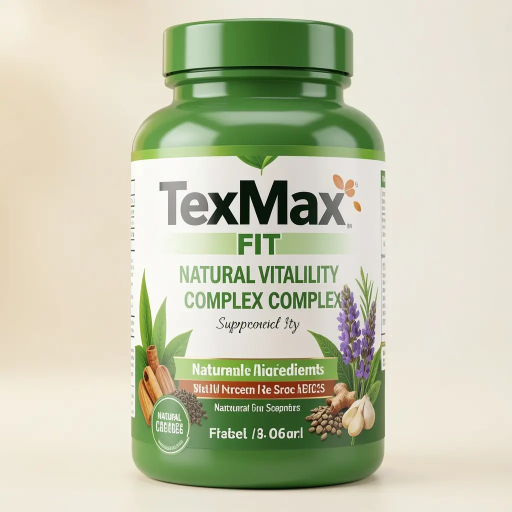 TexMax Fit natural vitality complex supplement bottle with natural ingredients
